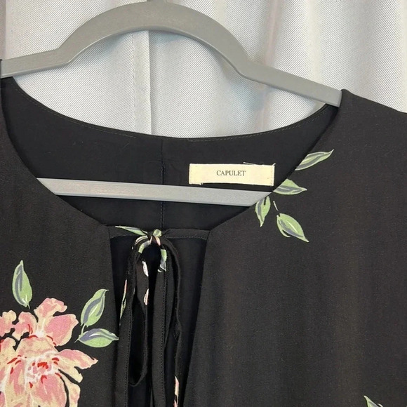 NWT Capulet Charlotte Black Midnight Rose Bell Sleeve Shift Dress Size L - Picture 3 of 9